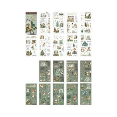 Imagem de Livro De Adesivos PET De Natal 18 Peças À Prova d'Água Para Scrapbooki