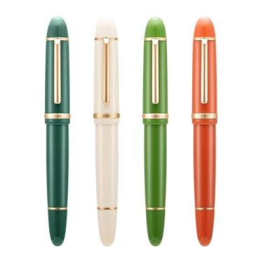 Imagem de MGTCAR Conjunto de canetas-tinteiro de resina de cores sortidas, clipe de metal, ponta fina estendida de 0,5 mm, ferramentas de escrita para escritório escolar (conjunto 2 de 4 cores, EF)