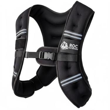 Imagem de Roc Colete pesado ao ar livre para mulheres e homens, 2,3 kg/4,5 kg/6,8 kg/9,1 kg/13,6 kg, colete de peso com faixa refletiva para treino, treinamento de força, corrida, caminhada, fitness, musculação