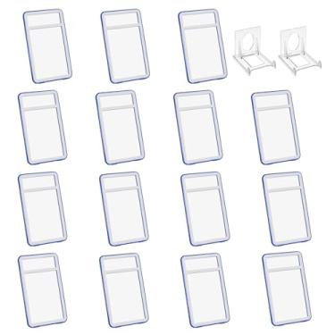 Imagem de PATIKIL Porta-crachá de grau com janelas de dupla face, 15 peças de capa protetora para cartão de identificação, porta-chaves, estojo rígido vertical com suporte de exibição para licenças de crédito