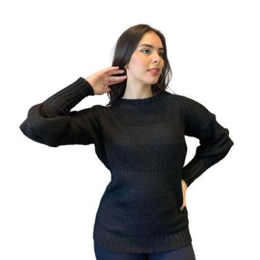 Imagem de Blusa Tricô Feminina Manga Longa Bufante Punho Canelado Frio - Exposiç