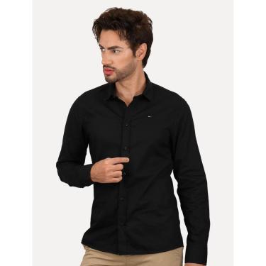 Imagem de Camisa Tommy Jeans Masculina Slim Original Stretch Preta-Masculino