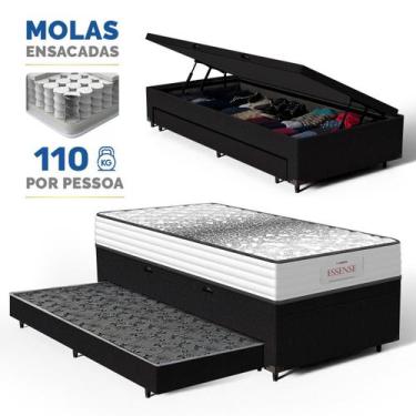 Imagem de Cama Box Baú com Colchão de Molas Ensacadas Double Face Essence Probel