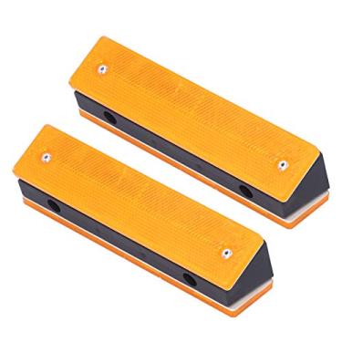Imagem de Phefop 2pcs Delineadores de Estrada Reflexivos para Entrada de Garagem Marcadores de Pavimento Reflexivos de Alta Visibilidade Forma Retangular Refletores de Estrada (amarelo duplo)