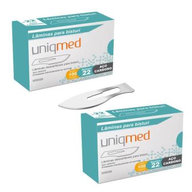 Imagem de Laminas para bisturi aço carbono n22 kit 2cx uniqmed tamanho:n22, N22