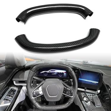 Imagem de Capa redonda para volante de carro para C8 Corvette 2020 2021 2022 2023, acabamento interno de fibra de carbono genuíno (carbono)