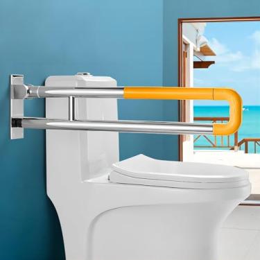 Imagem de Trilhos de segurança para vaso sanitário em forma de U, barras de apoio para deficientes para banheiro, alças antiderrapantes que brilham à noite, 70 cm