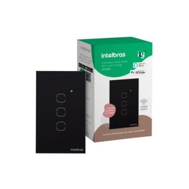 Imagem de Interruptor Inteligente Intelbras Wifi Touch Preto 3 Teclas Ews 1003, 