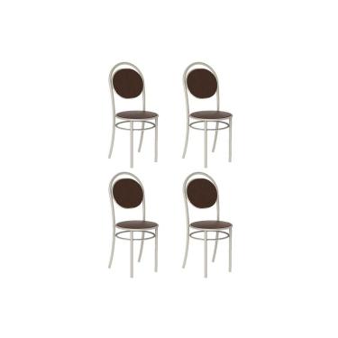 Imagem de Kit 4 Cadeiras Sala Jantar 190 Aço 4 Uni Prata/Courano Cacau - Carraro