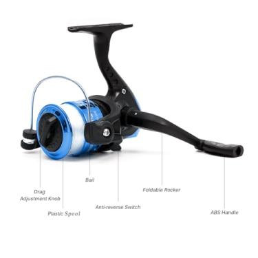 Imagem de Ultra leve vara de pesca carretel combo kit completo com 2 pçs 2.1m varas de pesca telescópicas carretéis iscas de pesca ganchos acessórios saco de pesca (2 haste azul)