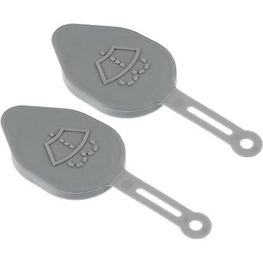 Imagem de Unifizz Tampa de garrafa de tanque de reservatório de fluido para lavadora de para-brisa de carro cinza 2 peças capa de recuperação de refrigerante para Nissan 350Z 370Z Cube Murano 28913JK60A