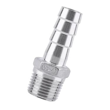 Imagem de Generic Conector de Cauda de Mangueira Farpada de Aço Inoxidável para Encanamento de Tubulação de Ar/água, Encaixe de Rosca 304 SS 1/8 "~ 3/4" para Engenharia Química, Máquinas (1/2''*15mm)