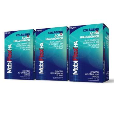 Imagem de Kit Mobiflex HA Colágeno+Ácido Hialurônico C/60 caps. C/3 un. - Myrali