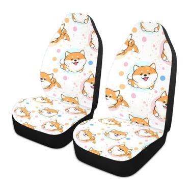 Imagem de xigua Capas de assento dianteiras universais fofas Shiba Dogs, pacote com 2, capas protetoras de assento de carro respiráveis para decoração de interiores automotivos, SUV, carros automotivos