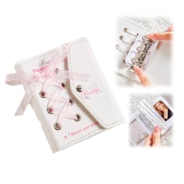Imagem de Álbum de fotos de couro, gravata borboleta de renda, caixa de armazenamento de photocard, mini álbum de fotos, armazenamento de fichário retangular de plástico PP, para câmeras digitais de impressão