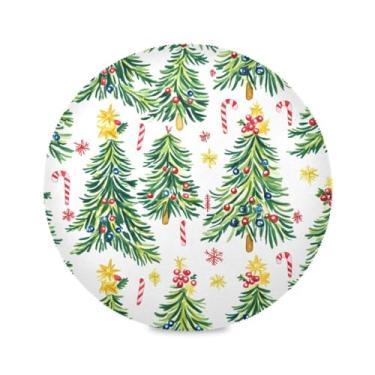 Imagem de STAYTOP Jogo americano redondo para árvore de Natal e bengala, 6 peças, tapetes de mesa antiderrapantes fáceis de limpar para decoração de mesa de festa e churrasco