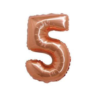 Imagem de BALAO METALIZADO C/CANUDO 16" ROSE GOLD NUMERO 5