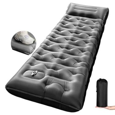 Imagem de KASBAH Almofada de dormir para acampamento, colchão inflável extra grosso de 15 cm com bomba de pé e travesseiro embutido, tapete de dormir portátil para acampamento, equipamento de mochila para