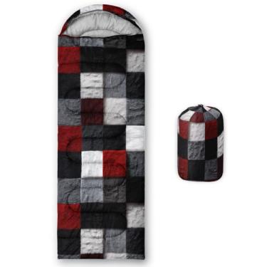 Imagem de lneffble Saco de dormir xadrez preto e branco, adequado para crianças, meninos e meninas, portátil, impermeável, compacto e leve, ótimo para acampamento ao ar livre, mochila e caminhada