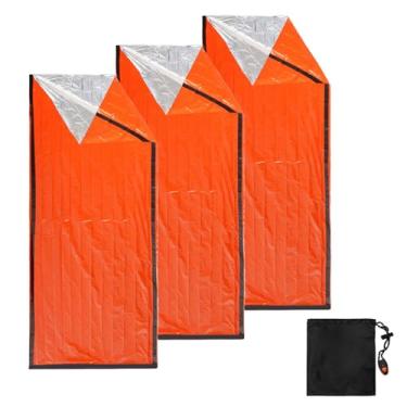 Imagem de Jiawu 3 Pçs Leve Saco de Dormir de Emergência à Prova de Chuva à Prova de Sobrevivência Saco de Dormir para Acampamento Caminhadas Com Apito de Armazenamento (3 unidades)