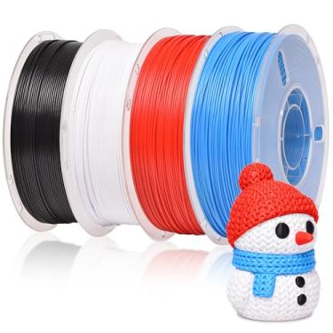 Imagem de RAMBERY Pacote de filamentos de impressora 3D PLA+ 4 kg de dureza atualizada 1,75 mm filamento de impressão 3D serve para a maioria das impressoras FDM, preto/branco/azul/vermelho, 1 kg x 4 carretéis