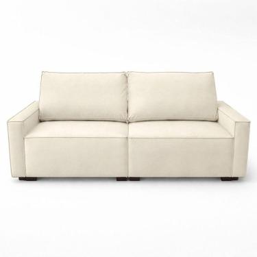 Imagem de Sofá 2 Metros Contemporâneo Sala Estar Luxo Moderno Suede Bege
