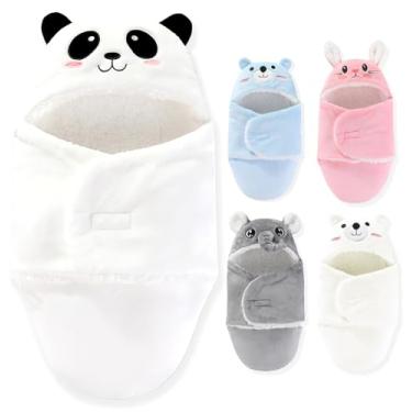 Imagem de SEVDO Enrolados para recém-nascidos, saco de dormir personalizado para bebê, cobertor de pelúcia fofo para bebês de 0 a 6 meses para meninas e meninos (panda branco)