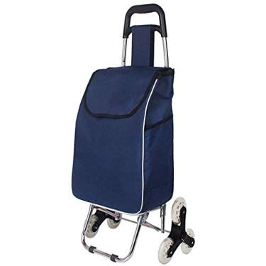 Imagem de Carrinhos de compras multifuncionais, carrinhos utilitários de armazenamento de cozinha, tecido Oxford impermeável, carrinho de compras dobrável de aço inoxidável, carrinhos de mão Supermar