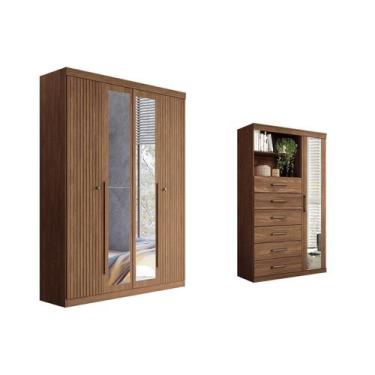Imagem de Guarda Roupa +Cômoda 2 Peças QC324 Jatobá - Santos Andirá
