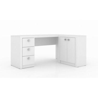 Imagem de Conjunto Mesa com Balcão p/ Home Office Branco Tecno Mobili