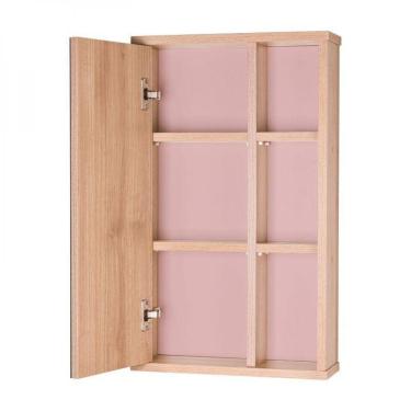 Imagem de Espelho Para Banheiro Com Armário Milano Carvalho E Rosa