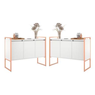 Imagem de Aparador Estilo Industrial Buffet Com 3 Portas 2 Unidades