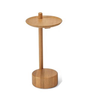 Imagem de Mesa De Canto Redonda De Madeira Teka Medida Altura: 50cm Cor Champagne