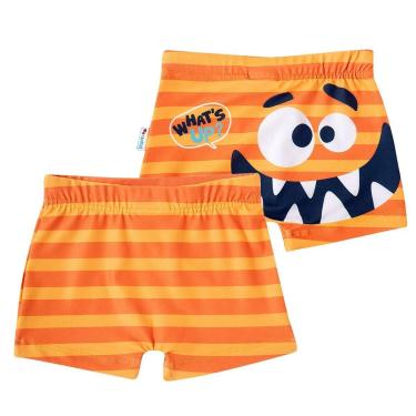 Imagem de Sunga Boxer Infantil Proteção UV Monstro Divertido Laranja Tip Top-Masculino