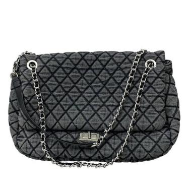 Imagem de Bolsa de mão feminina casual Diamond Checker jeans cinza SSGdmnq