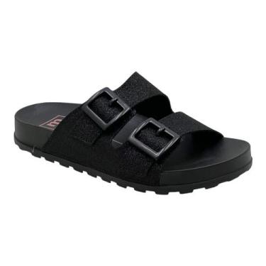 Imagem de Chinelo Moleca Slide Feminino com Fivelas, Preto, 37