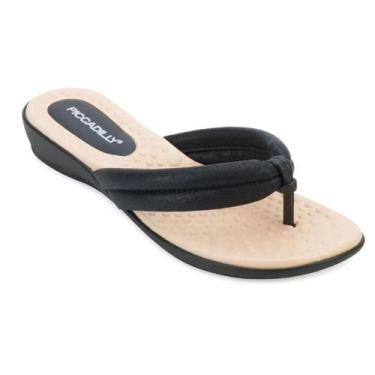 Imagem de Tamanco Feminino Piccadilly Anabela Dedo Chinelo 500324 Preto, 35, Pre