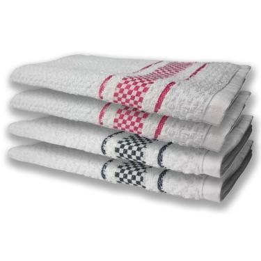 Imagem de 4 Panos De Prato Atoalhado Felpudo Premium Preto+rosa