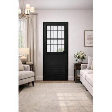 Imagem de Porta Social Lambril Alumínio Preto 210X80 Lado Direito - Brecorimo