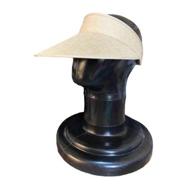 Imagem de Viseira Feminina De Praia Palha Bege Aba Grande Proteção