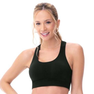 Imagem de Top Fitness Nadador Efeito Ribana com Bojo Removível Preto Zee Rucci, 