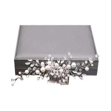 Imagem de Pentes De Cabelo De Noiva Com Pérolas Prateadas E Strass, Acessórios D