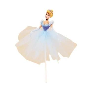 Imagem de Toppers De Bolo Da Princesa Disney Com Glitter Rosa Para Chá De Bebê, 