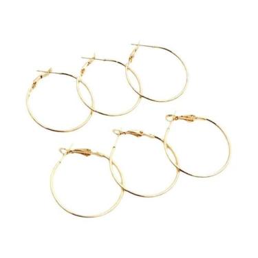 Imagem de Brincos De Argola Redondos Grandes Banhados a Ouro, 5 Cores, 20 Peças,