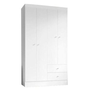 Imagem de Guarda Roupa Solteiro Versa 4 Portas Branco Rosa Flex Fosco - Kits Par