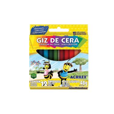 Imagem de Giz Cera Acrilex Regular com 12 Cores 48g