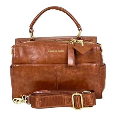 Imagem de Bolsa Baú Média Estonada Transversal em material ecológico - Pavão De 