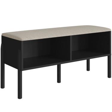 Imagem de Sapateira Banco Hall De Entrada Pés Madeira Moss A03 Nero Preto - Lyam Decor