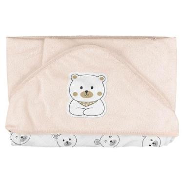 Imagem de Toalha de Plush para Bebê Capuz de Canto 68cm x 68cm Bublim, Urso Pêss