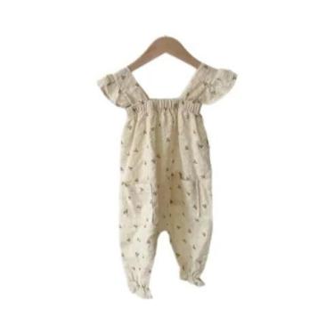 Imagem de Macacão Floral Com Rendas E Babados Para Meninas Bebê Primavera Verão,